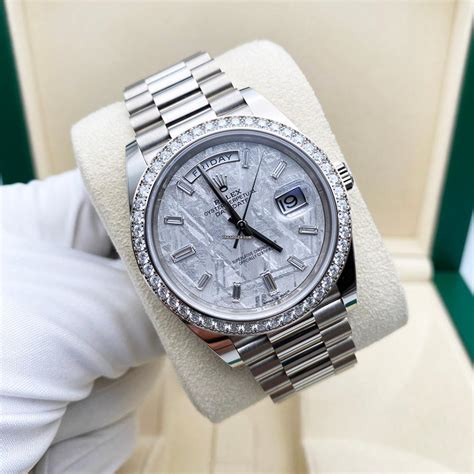 white gold 40mm meteorite diamond dial rolex|Rolex 40mm meteorite dial.